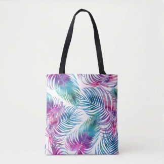 Tropische palmbladeren, waterverf bloemmotief. tote bag