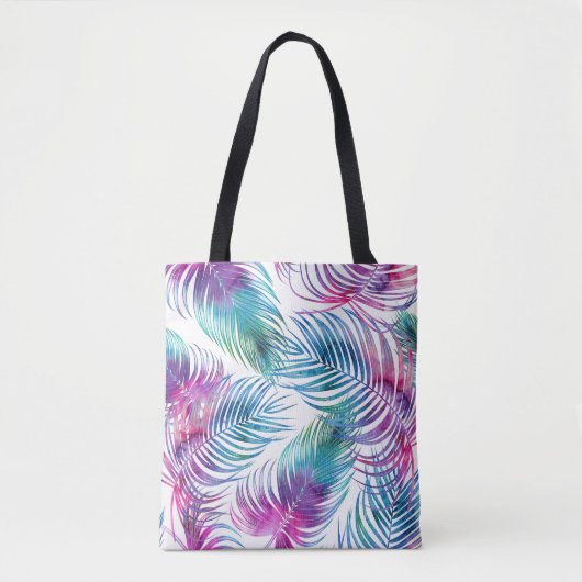 Tropische palmbladeren, waterverf bloemmotief. tote bag (Voorkant)