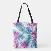 Tropische palmbladeren, waterverf bloemmotief. tote bag (Achterkant)
