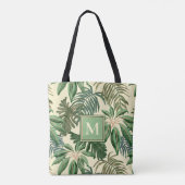 Tropische palmbladeren Waterverf monogram Tote Bag (Achterkant)