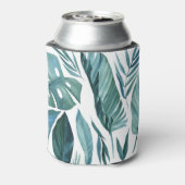 Tropische palmbladeren: Waterverf set. Blikjeskoeler (Blikje Achterkant)