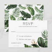 Tropische palmbladeren Wedding RSVP reageren Kaart (Voorkant / Achterkant)