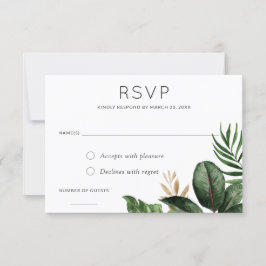 Tropische palmbladeren Wedding RSVP reageren Kaart