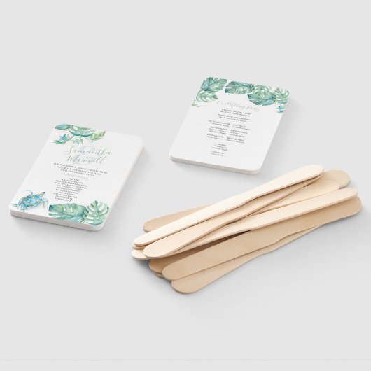 Tropische palmbladeren Zee schildpad bruiloft Handwaaier (Niet-gemonteerd)