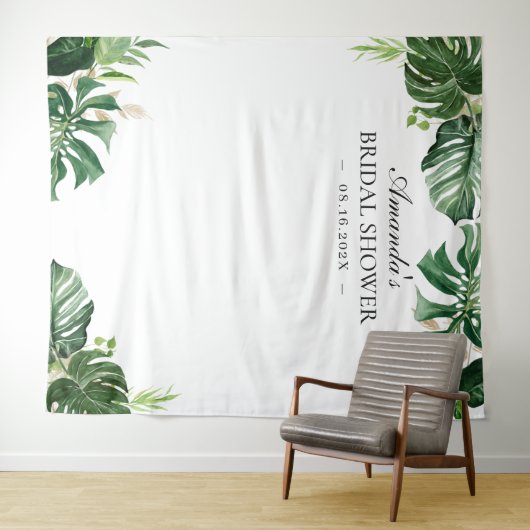 Tropische palmbladeren zomer bruids douche achterg wandkleed (In Situ (horizontaal))
