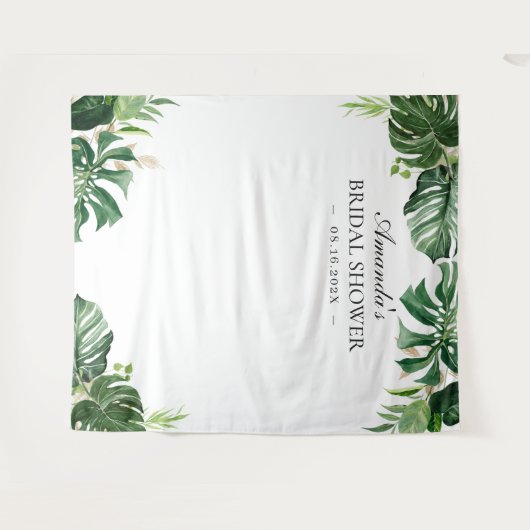 Tropische palmbladeren zomer bruids douche achterg wandkleed (Voorkant (horizontaal))