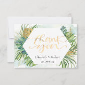 Tropische palmbladeren Zomer bruiloft Dank u kaart (Voorkant)