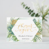 Tropische palmbladeren Zomer bruiloft Dank u kaart (Staand voorkant)