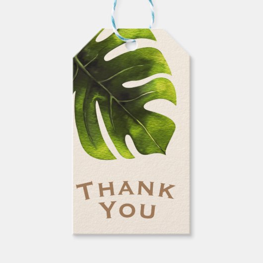 Tropische palmbladeren Zomer Elegant Modern Weddin Cadeaulabel (Voorkant)