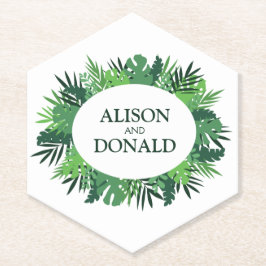 Tropische palmbladeren zomer oerwoud namen kartonnen onderzetters