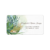 Tropische palmbladeren zomerbruiloft etiket (Voorkant)