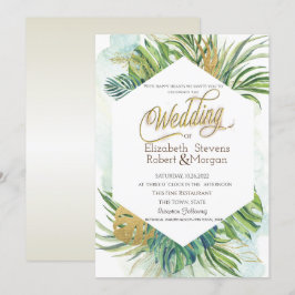 Tropische palmbladeren zomerbruiloft kaart