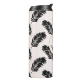Tropische palmbladeren zwart wit thermosbeker (Gedraaid links)
