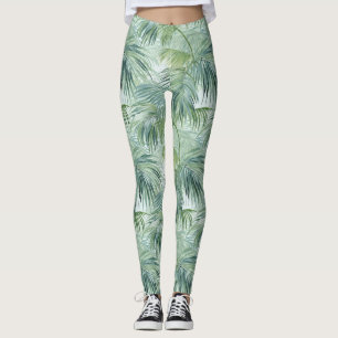 Tropische palmbladpatroon all-over-print Leggings