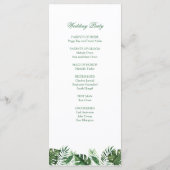 Tropische palmbladprogramma's programmakaart (Achterkant)