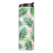 Tropische palmbladvulling en Bleke roze strepen Thermosbeker (Gedraaid links)