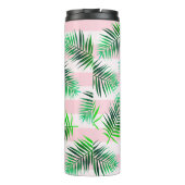 Tropische palmbladvulling en Bleke roze strepen Thermosbeker (Achterkant)