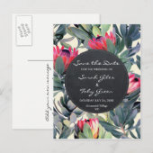 Tropische palmbloemen Save the Date briefkaart (Voorkant / Achterkant)
