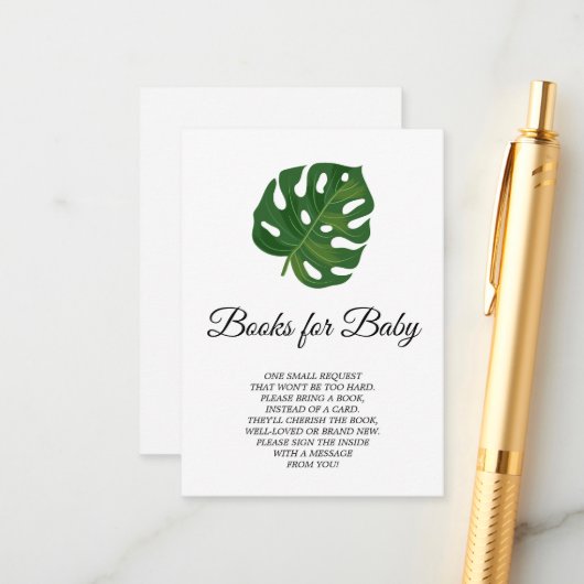 Tropische palmboeken voor Baby Kaart (Voorkant / Achterkant in situ)