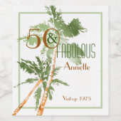 Tropische palmbomen 50 en Fabulous Palm Trees 50th Wijn Etiket (Enkel label)