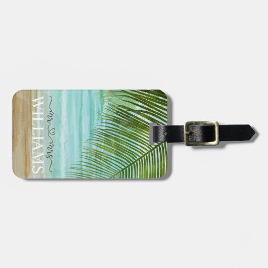 Tropische palmbomen beach Personalized Bagagelabel (Voorkant horizontaal)
