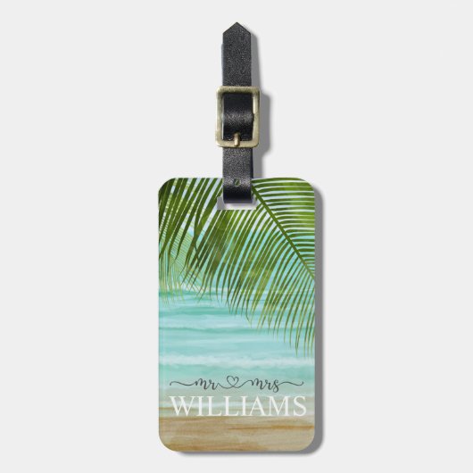 Tropische palmbomen beach Personalized Bagagelabel (Voorkant verticaal)