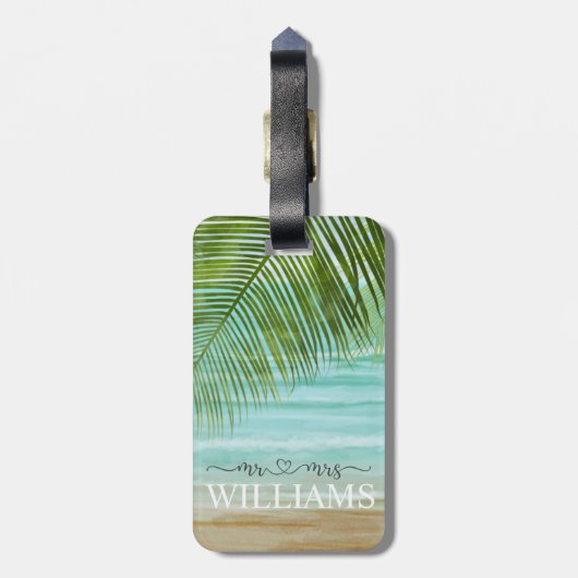 Tropische palmbomen beach Personalized Bagagelabel (Achterkant verticaal)