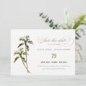 Tropische palmbomen Beach Sand Waterverf Save The Date (Staand voorkant)