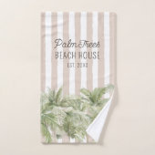 Tropische palmbomen Beige Stripes Beach House Bad Handdoek (Handdoek)