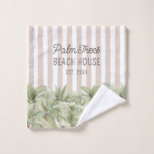 Tropische palmbomen Beige Stripes Beach House Bad Handdoek (Wasdoekje)