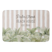 Tropische palmbomen Beige Stripes Beach House Badmat (Voorkant)