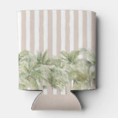 Tropische palmbomen Beige Stripes Beach House Blikjeskoeler (Achterkant)