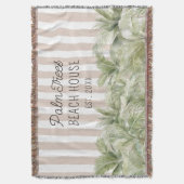 Tropische palmbomen Beige Stripes Beach House Deken (Voorkant Verticaal)