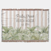 Tropische palmbomen Beige Stripes Beach House Deken (Voorkant)