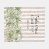 Tropische palmbomen Beige Stripes Beach House Fleece Deken (Voorkant (Horizontaal))