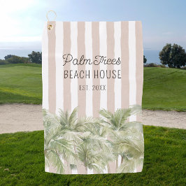 Tropische palmbomen Beige Stripes Beach House Golfhanddoek