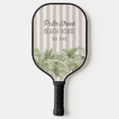 Tropische palmbomen Beige Stripes Beach House Pickleball Paddle (Achterkant)