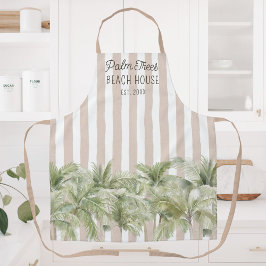 Tropische palmbomen Beige Stripes Beach House Schort