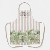 Tropische palmbomen Beige Stripes Beach House Schort (Voorkant)