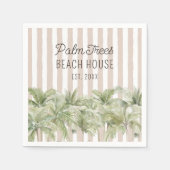 Tropische palmbomen Beige Stripes Beach House Servet (Voorkant)