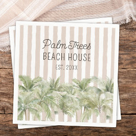 Tropische palmbomen Beige Stripes Beach House Servet