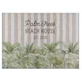 Tropische palmbomen Beige Stripes Beach House Snijplank (Voorkant)