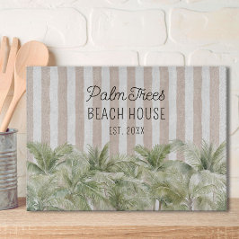 Tropische palmbomen Beige Stripes Beach House Snijplank