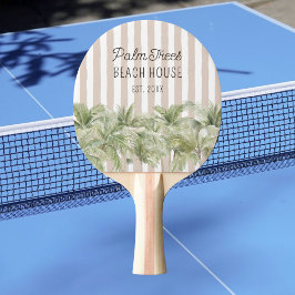 Tropische palmbomen Beige Stripes Beach House Tafeltennisbatje
