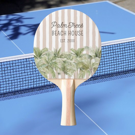 Tropische palmbomen Beige Stripes Beach House Tafeltennisbatje