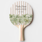Tropische palmbomen Beige Stripes Beach House Tafeltennisbatje (Voorkant)