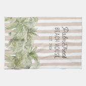 Tropische palmbomen Beige Stripes Beach House Theedoek (Horizontaal)
