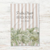 Tropische palmbomen Beige Stripes Beach House Theedoek