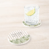 Tropische palmbomen Beige Stripes Beach House Zandsteen Onderzetter (Zijkant)