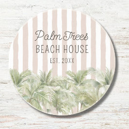 Tropische palmbomen Beige Stripes Beach House Zandsteen Onderzetter